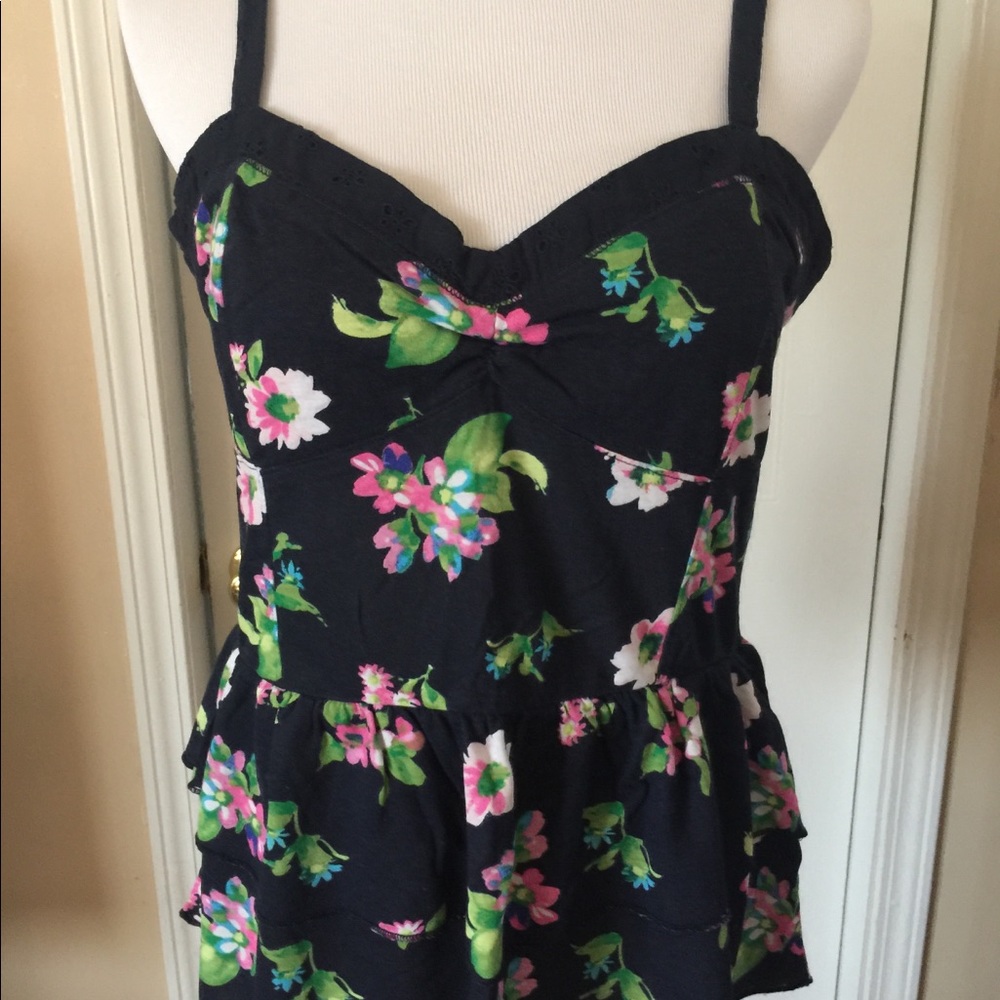 🆕New, Navy blue, floral print, peplum top, sz XL